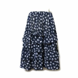COMME des GARCONS COMME des GARCONS コムデギャルソン「SS」2008 フラワーフリルスカート (紺 花柄 コムコム) 134416 【中古】