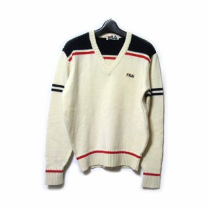 Vintage FILA ヴィンテージ フィラ レトロラインニットセーター (白 ユニセックス ビンテージ) 134509 【中古】