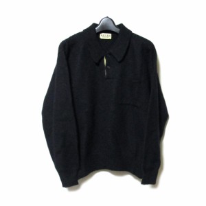 Vintage MEN'S BIGI ヴィンテージ メンズ ビギ ウールニットポロシャツ (襟付きニットセーター 黒) 134593 【中古】