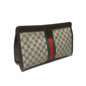 Vintage old GUCCI ヴィンテージ オールド グッチ イタリア製 GGモノグラムクラッチバッグ ワイドサイズ 134733 【中古】