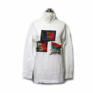 Vintage NICOLE CLUB ヴィンテージ ニコルクラブ スカーフパッチワークシャツ (白 ロングTシャツ) 135466 【中古】