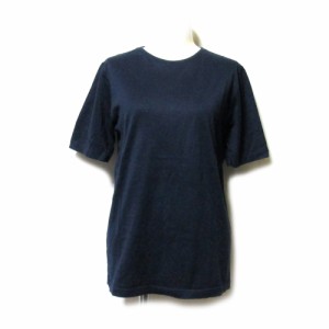 HERMES エルメス「XS」イタリア製 ハイゲージコットンTシャツ (半袖 紺 ネイビー) 135523