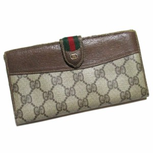 Vintage old GUCCI ヴィンテージ オールド グッチ イタリア製 モノグラムロングロングウォレット.長財布 135673 【中古】