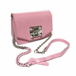 SALAR MILANO サラーミラノ イタリア製 チェーンショルダーレザーバッグ (ピンク 鞄 ミニバッグ) 137186 【中古】