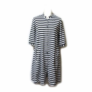 marimekko マリメッコ フィンランド製 Aラインボーダーワンピース (半袖 北欧モダン) 137229 【中古】