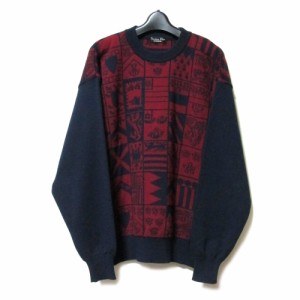 美品 Vintage Christian Dior MONSIEUR クリスチャンディオール ムッシュ「L」幾何学エンブレムニットセーター 137645 【中古】