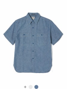 BUZZ RICKSON'S バズリクソンズ シャツ 半袖 メンズ レディース 綿 100% シャンブレーシャツ ワークシャツ S/S BLUE WHITE CHAMBRAY WORK