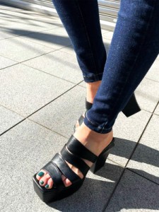 EMODA エモダ サンダル 厚底 レディース 厚底サンダル 10cm 春夏 黒 ディストーションタンクサンダル DISTORTION TANK SANDAL ウェーブデ