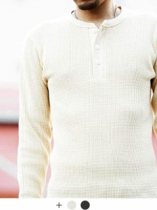 Healthknit ヘルスニット ヘンリーネック スーパー ヘビー ワッフル Tシャツ メンズ レディース 厚手 ワッフルT サーマル 肉厚 無地 長袖