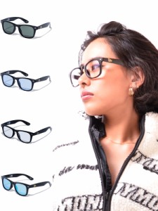 NEW ERA ニューエラ サングラス メンズ レディース UVカット 薄い色 ウェリントンタイプ スクエア型 ブルーライトカット27% メガネ 眼鏡 