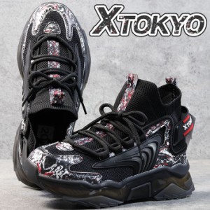 X TOKYO  厚底 スニーカー メンズ ニットスニーカー ソックススニーカー スリッポン Y_KO 3651  7987136 ハイカット 靴 ウォーキングシュ