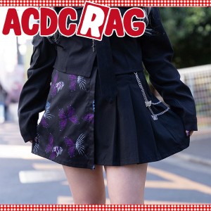 ACDC RAG エーシーディーシーラグ アンデッドバタフライ スカート 原宿系 パンク ロック 大きいサイズ レディース ブラック/パープル