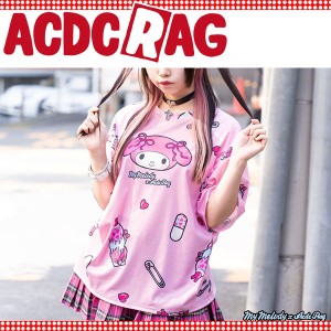 ACDC RAG エーシーディーシーラグ マイメロディ Tシャツ 半袖 原宿 原宿系 病みかわいい 病みかわ メンヘラ 地雷 地雷系 量産型 ファッシ