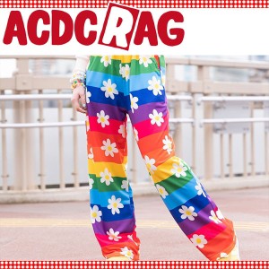 ACDC RAG エーシーディーシーラグ フラワー ロングパンツ ボトムス ロング丈 y2k 原宿系 原宿 派手カワ ファッション かわいい カラフル 