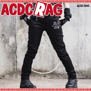 ACDC RAG エーシーディーシーラグ ムーンバニードールズ スキニーボンテージパンツ 原宿系 パンク ロック ユニセックス ブラック