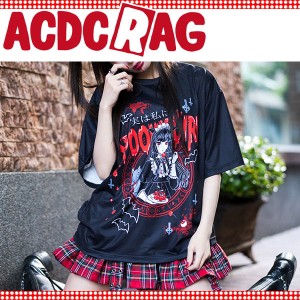 ACDC RAG エーシーディーシーラグ Spooky Girl Tシャツ 半袖 原宿系 ファッション レディース ブラック/レッド