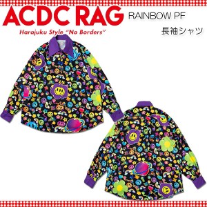 ACDC RAG エーシーディーシーラグ RAINBOW PF シャツ BK 原宿系 デコラ 大きいサイズ ユニセックス ブラック