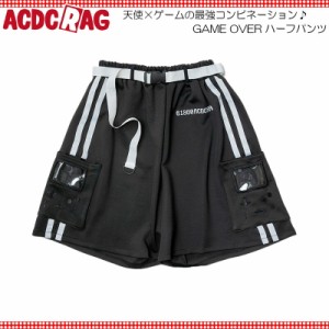 ACDC RAG エーシーディーシーラグ GAME OVER ハーフパンツ ボトムス ハーフ丈 5分丈 原宿 原宿系 ファッション 天使界隈 天使 水色界隈 