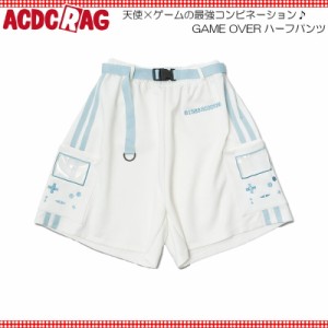 ACDC RAG エーシーディーシーラグ GAME OVER ハーフパンツ ボトムス ハーフ丈 5分丈 原宿 原宿系 ファッション 天使界隈 天使 水色界隈 