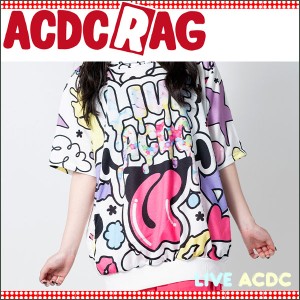 ACDC RAG エーシーディーシーラグ [半袖] LIVE ACDC BIGパーカー 原宿系 青文字系 星柄 ゆめかわいい お菓子
