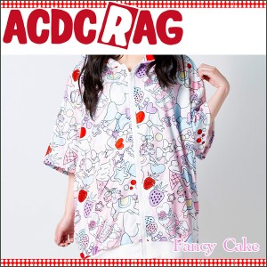 ACDC RAG エーシーディーシーラグ [半袖]ケーキZIP BIGパーカー 原宿系 カラフル ピンク