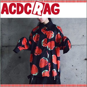 ACDC RAG エーシーディーシーラグ イチゴシャツ 原宿系 ファッション シャツ ブラウス クレリック 長袖 パンク ロック V系 病みかわいい 