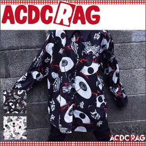 ACDC RAG エーシーディーシーラグ カブキシャツ 和柄 漢字 侍 浮世絵 歌舞伎 原宿系 パンク ロック よさこい 黒 白