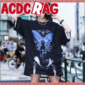 ACDC RAG エーシーディーシーラグ タレバタフライ ヒュージT Tシャツ 半袖 パンク ロック V系 ファッション バンギャ 原宿系 原宿 韓国 