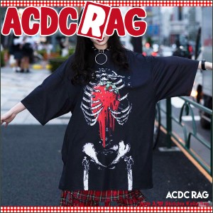 ACDC RAG エーシーディーシーラグ タレストロベリー ヒュージT Tシャツ 半袖 パンク ロック V系 ファッション バンギャ 原宿系 原宿 韓国