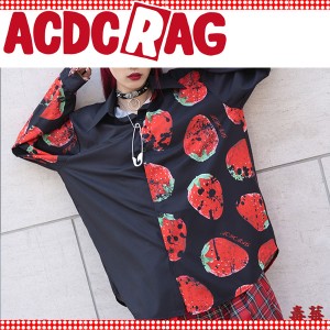 ACDC RAG エーシーディーシーラグ アシメイチゴ シャツ 長袖 パンク ロック V系 ファッション バンギャ 原宿系 病みかわいい 派手カワ 個