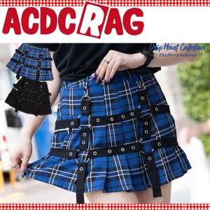 ACDC RAG エーシーディーシーラグ プリーツスカート パンク ロック V系 原宿系 黒 赤 ピンク ブルー ネイビー