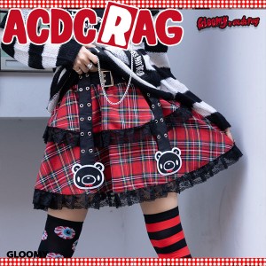 ACDC RAG エーシーディーシーラグ ビビッドグル〜ミ〜 ベルトスカート 原宿系 パンク ロック V系 ダーク 病み 病みかわいい レッドタータ