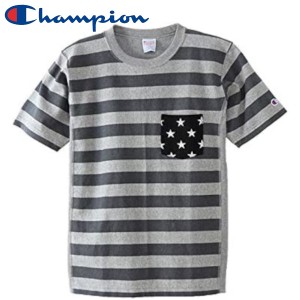 Champion チャンピオン ポケット付き 9.4oz 星柄 アメカジ プリント リバースウィーブ ショートスリーブTシャツ C3-F310 メンズ Oグレー