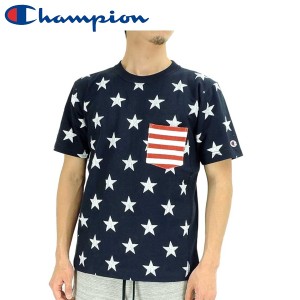 Champion チャンピオン Tシャツ 半袖 ポケット付き 9.4oz 星柄 アメカジ プリント リバースウィーブ ショートスリーブTシャツ C3-F310 メ