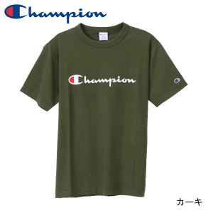 Champion チャンピオン Tシャツ 半袖 綿100% 定番 スクリプトロゴプリント ショートスリーブTシャツ C3-P302 メンズ ダークグリーン