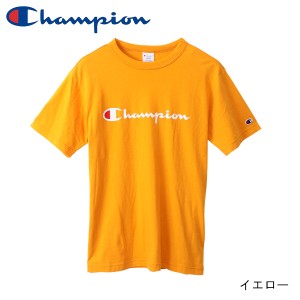 Champion チャンピオン Tシャツ 半袖 綿100% 定番 スクリプトロゴプリント ショートスリーブTシャツ C3-P302 メンズ イエロー