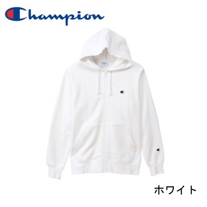 Champion チャンピオン ワンポイント刺繍 ジップフーデッドスウェットシャツ フルジップパーカー C3-Q103 メンズ ホワイト