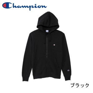 Champion チャンピオン ワンポイント刺繍 ジップフーデッドスウェットシャツ フルジップパーカー C3-Q103 メンズ ブラック