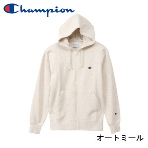 Champion チャンピオン ワンポイント刺繍 ジップフーデッドスウェットシャツ フルジップパーカー C3-Q103 メンズ オートミール