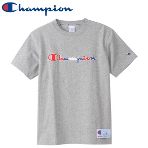 Champion チャンピオン 綿100% Tシャツ 半袖 定番 スクリプトロゴ刺繍 トリコロール ジョックタグ付き ショートスリーブTシャツ C3-R305 