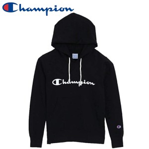 Champion チャンピオン スウェットパーカー フード付き 長袖 裏毛 スクリプトロゴプリント 定番 CW-K111 レディース ブラック