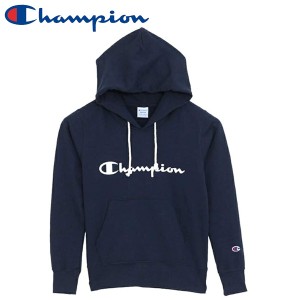 Champion チャンピオン スウェットパーカー フード付き 長袖 裏毛 スクリプトロゴプリント 定番 CW-K111 レディース ネイビー