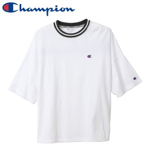 Champion チャンピオン 半袖 Tシャツ ドロップショルダー ビッグシルエット バックプリント 吸水速乾 ドライ UVカット ラインリブ CW-RS3