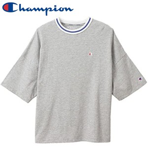 Champion チャンピオン 半袖 Tシャツ ドロップショルダー ビッグシルエット バックプリント 吸水速乾 UVカット ラインリブ CW-RS303 オッ