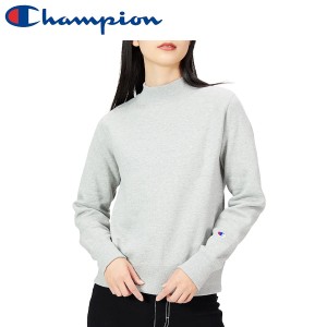 Champion チャンピオン モックネックスウェットシャツ 長袖 裏起毛 定番 ワンポイントロゴ CW-U027 レディース オックスフォードグレー