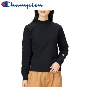 Champion チャンピオン モックネックスウェットシャツ 長袖 裏起毛 定番 ワンポイントロゴ CW-U027 レディース ブラック