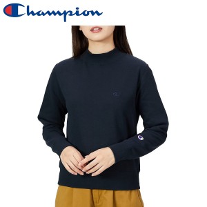 Champion チャンピオン モックネックスウェットシャツ 長袖 裏起毛 定番 ワンポイントロゴ CW-U027 レディース ネイビー