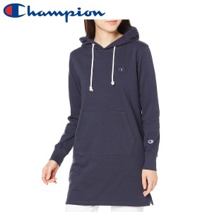 Champion チャンピオン UV加工 定番 シンプル 膝丈 ワンマイルウェア フーデッドスウェットワンピース ワンポイントロゴ CW-U109 レディ