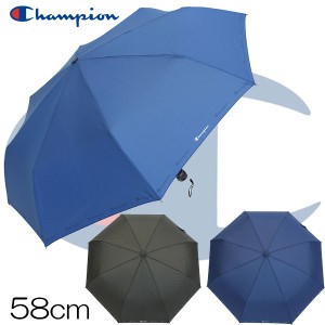 Champion チャンピオン 紳士 裾ロゴプリント 耐風 ミニ折傘 58cm×8R/メンズ