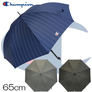 Champion チャンピオン 紳士 ストライプ柄 耐風 Aジャンプ傘 65cm×8R/メンズ